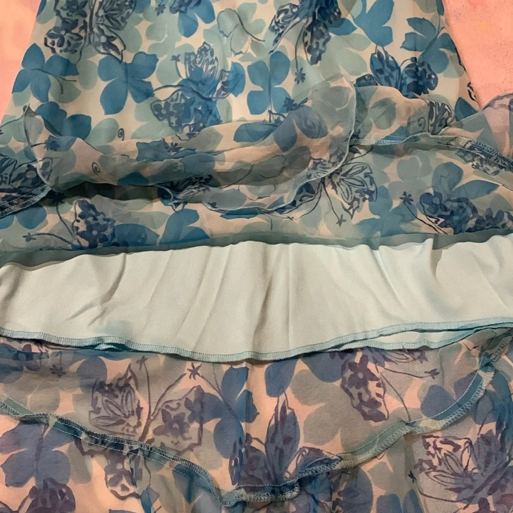 Vintage 90’s Y2K Blue Butterfly Ruffle Hem Skirt - Picture 6 of 7
